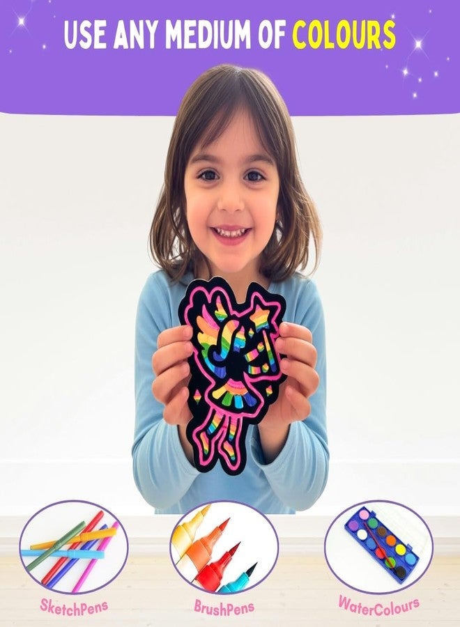 PepPlay Colour-in Velvet Unicorns and Fairies - DIY Art & Craft Kit for Kids | Mess-Free Coloring Activity | Unicorn Gifts for Girls Age 3-10 | Princess Toys |Travel Toy | Birthday & Christmas Gift for Girls - Image 2